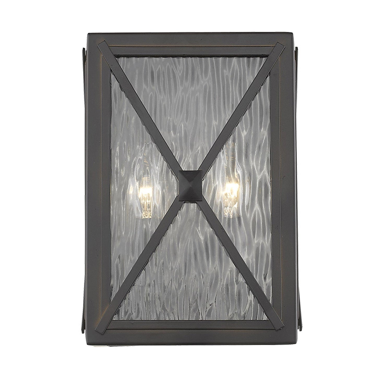 HomeRoots Criss Cross Water Glass Outdoor Light in Burnished Bronze Finish