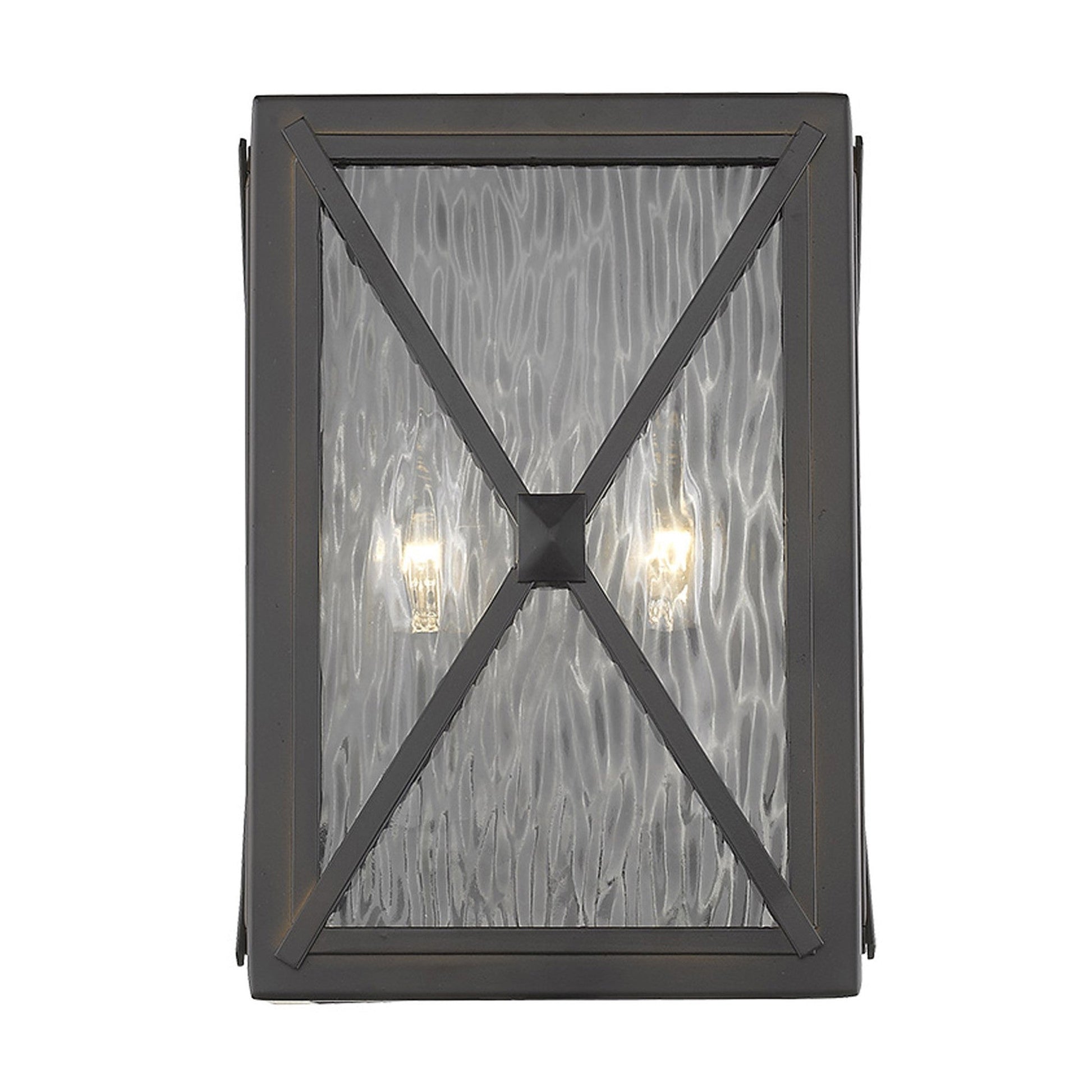 HomeRoots Criss Cross Water Glass Outdoor Light in Burnished Bronze Finish