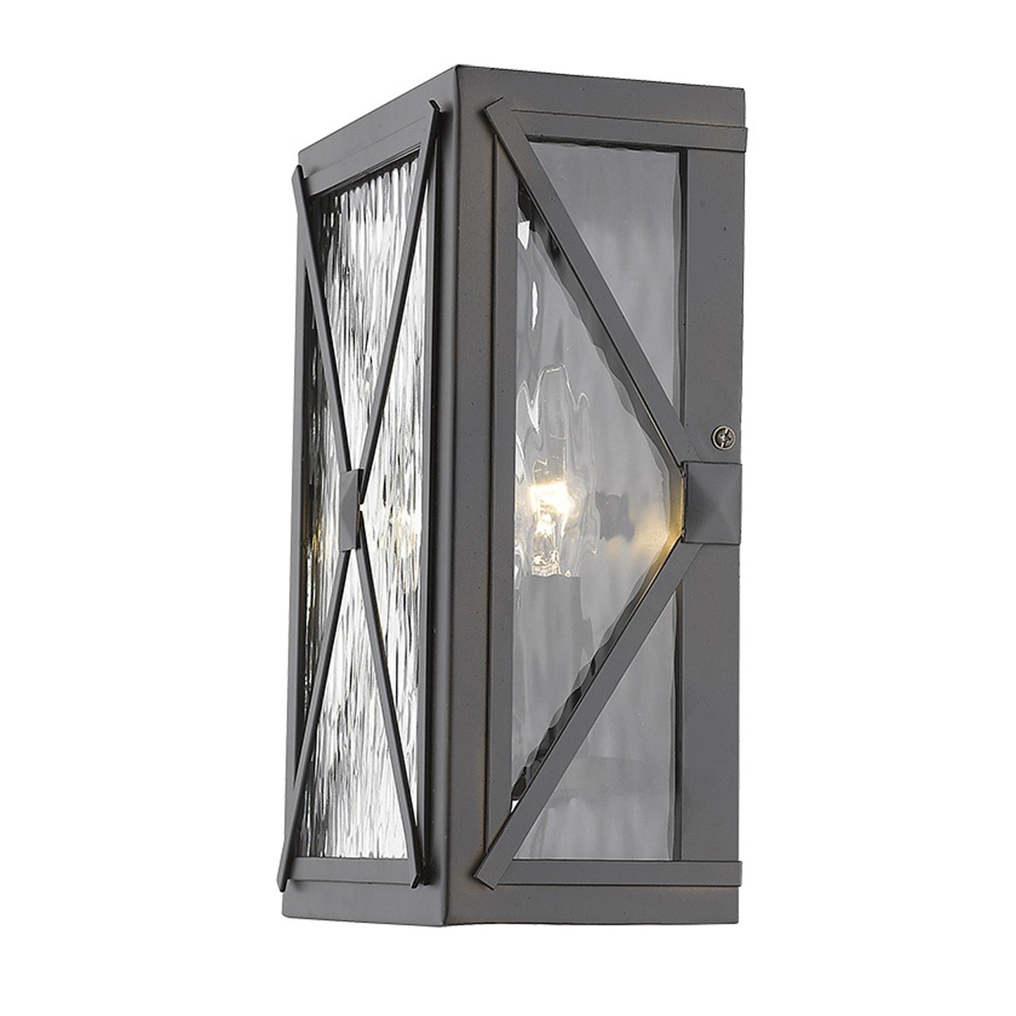 HomeRoots Criss Cross Water Glass Outdoor Light in Burnished Bronze Finish