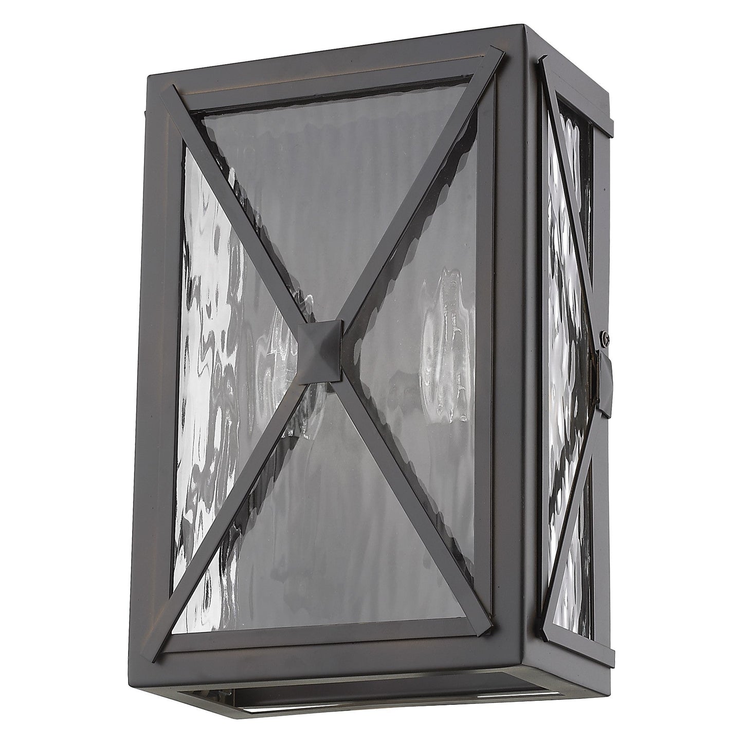 HomeRoots Criss Cross Water Glass Outdoor Light in Burnished Bronze Finish