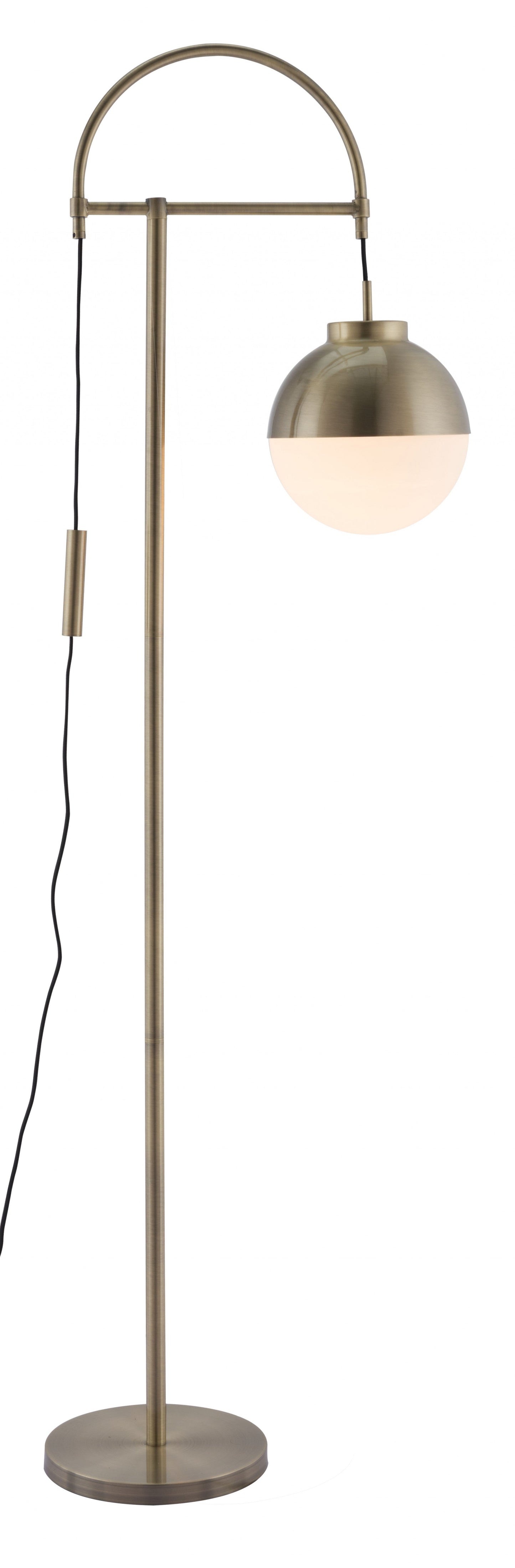 HomeRoots Crossed Floor Lamp With White and Brushed Bronze Finish