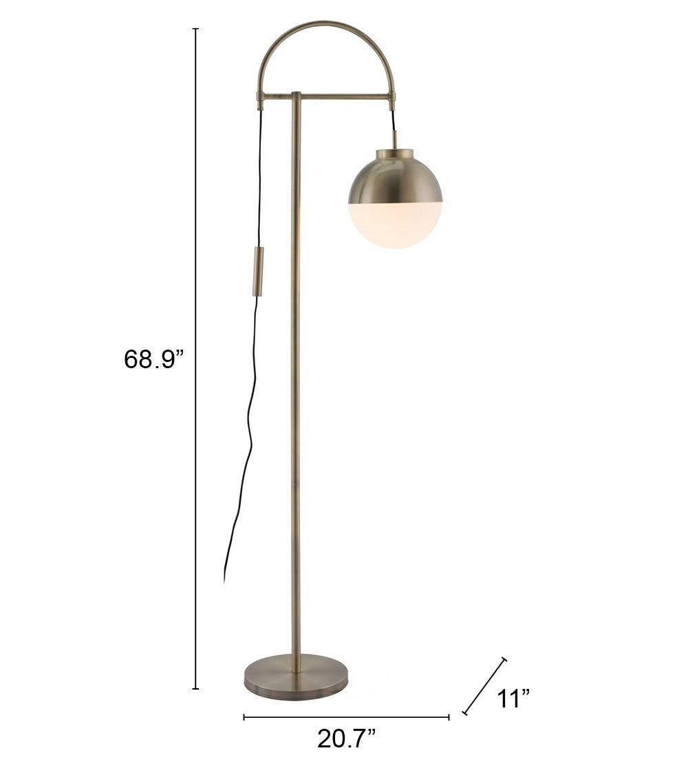 HomeRoots Crossed Floor Lamp With White and Brushed Bronze Finish