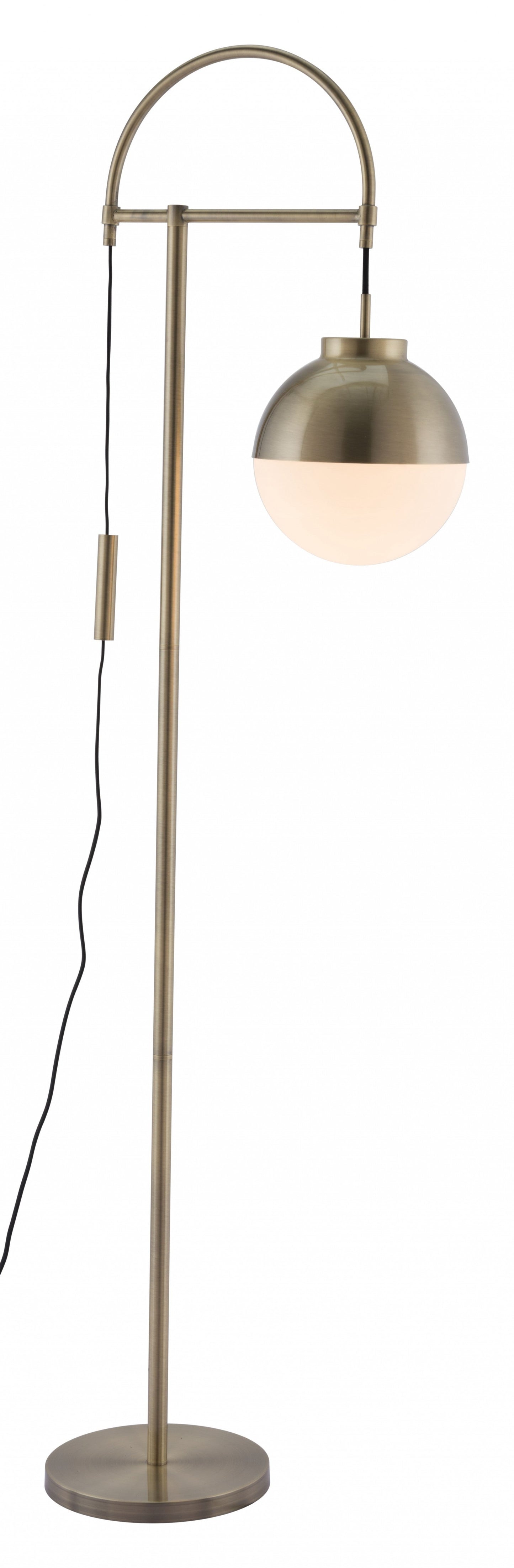 HomeRoots Crossed Floor Lamp With White and Brushed Bronze Finish