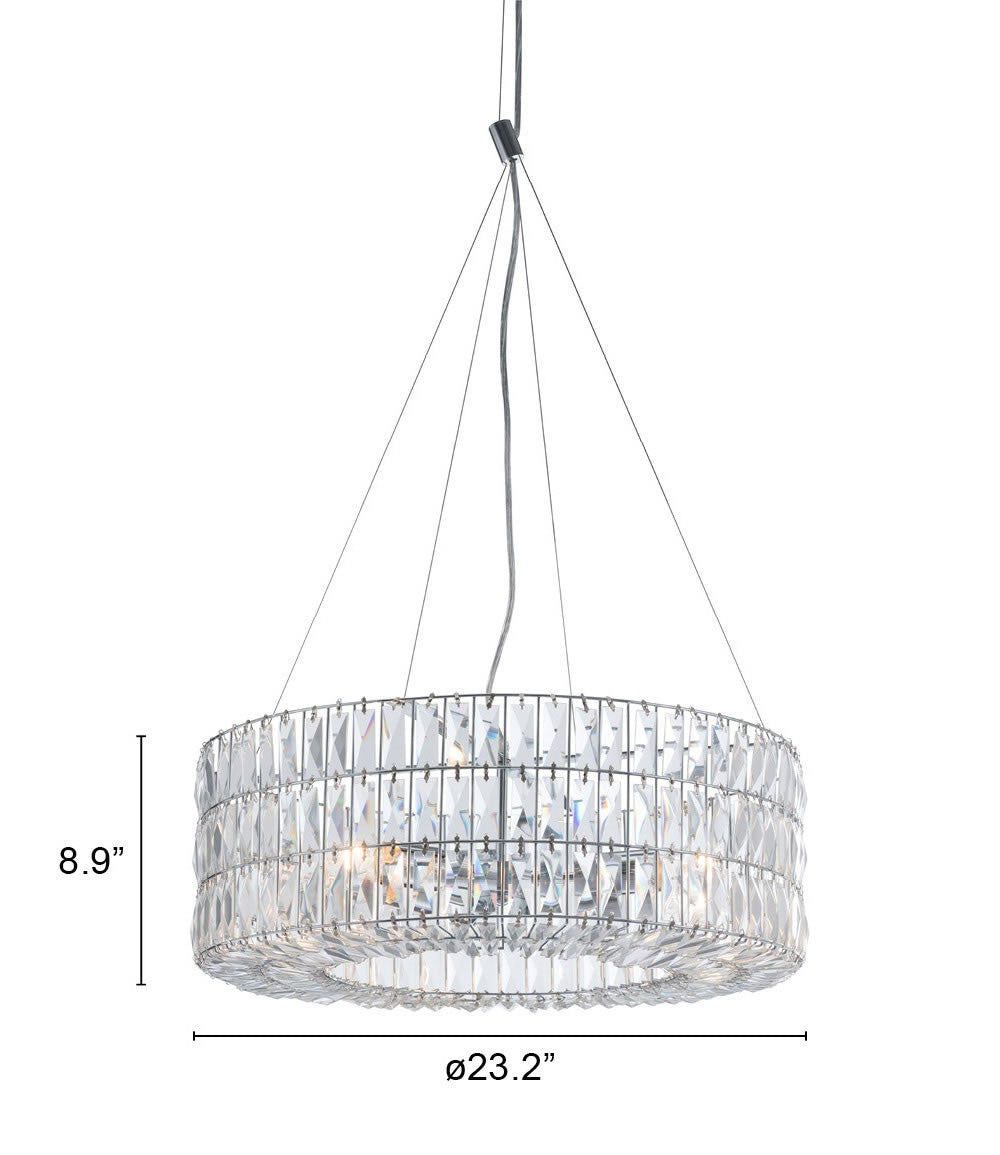 HomeRoots Crystal Bling Chandelier in Chrome Finish
