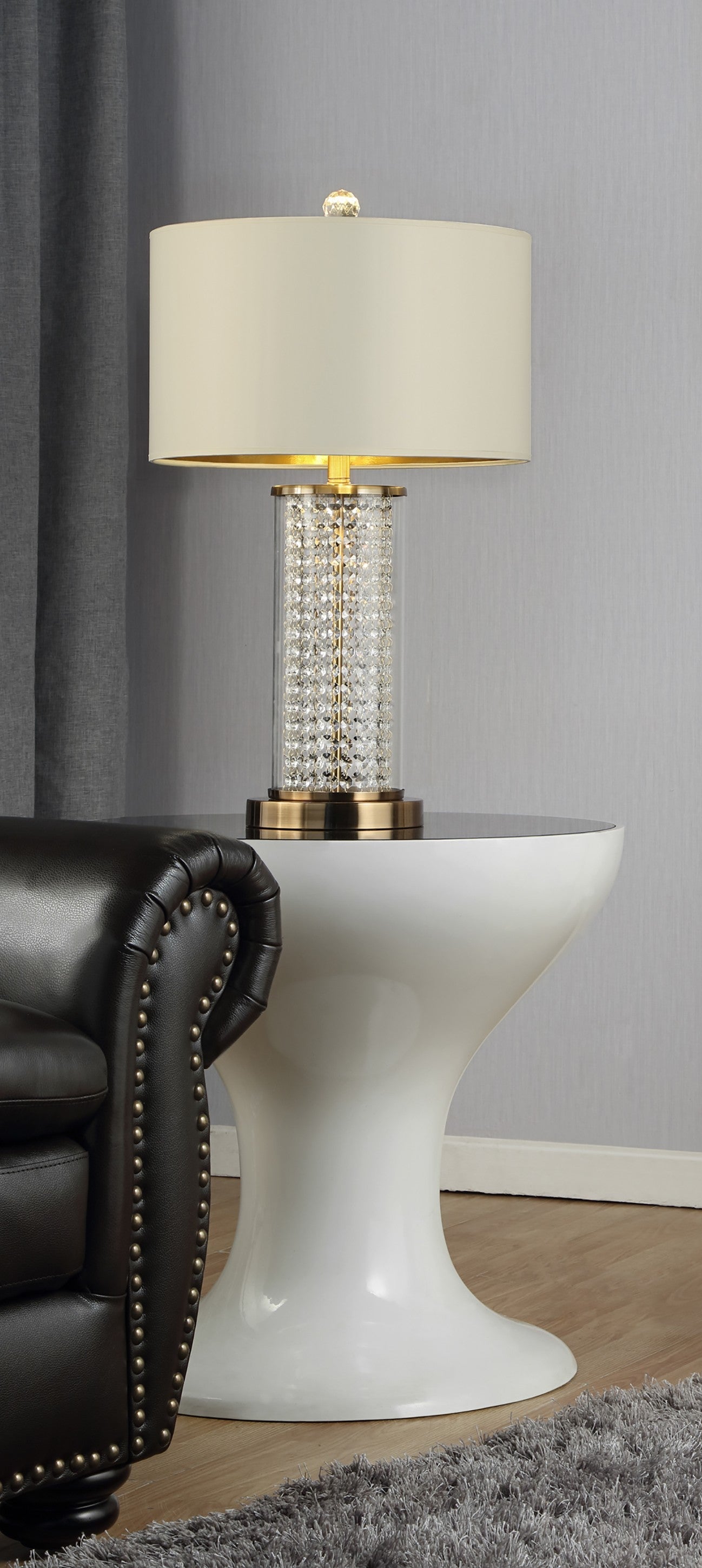 HomeRoots Crystal Desk Lamp With Gold Finish
