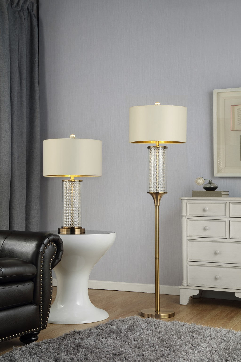 HomeRoots Crystal Desk Lamp With Gold Finish