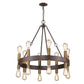 HomeRoots Cumberland 16-Light Chandelier With Raw Brass Sockets and Wood Finish