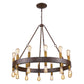 HomeRoots Cumberland 24-Light Chandelier With Raw Brass Sockets and Wood Finish