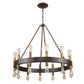 HomeRoots Cumberland 24-Light Chandelier With Raw Brass Sockets and Wood Finish
