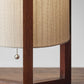 HomeRoots Cylindrical Table Lamp With Linen Shade in Walnut Wood Finish