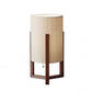 HomeRoots Cylindrical Table Lamp With Linen Shade in Walnut Wood Finish