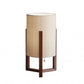 HomeRoots Cylindrical Table Lamp With Linen Shade in Walnut Wood Finish