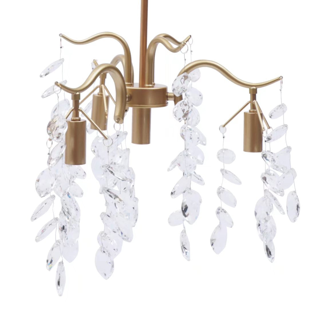 HomeRoots Dangling Faux Crystal Branches Chandelier in Gold Finish