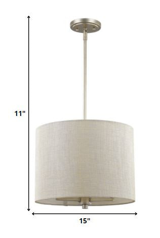 HomeRoots Daria 3-Light Pendant With Washed Gold And White Drum Shade in Washed Gold Finish
