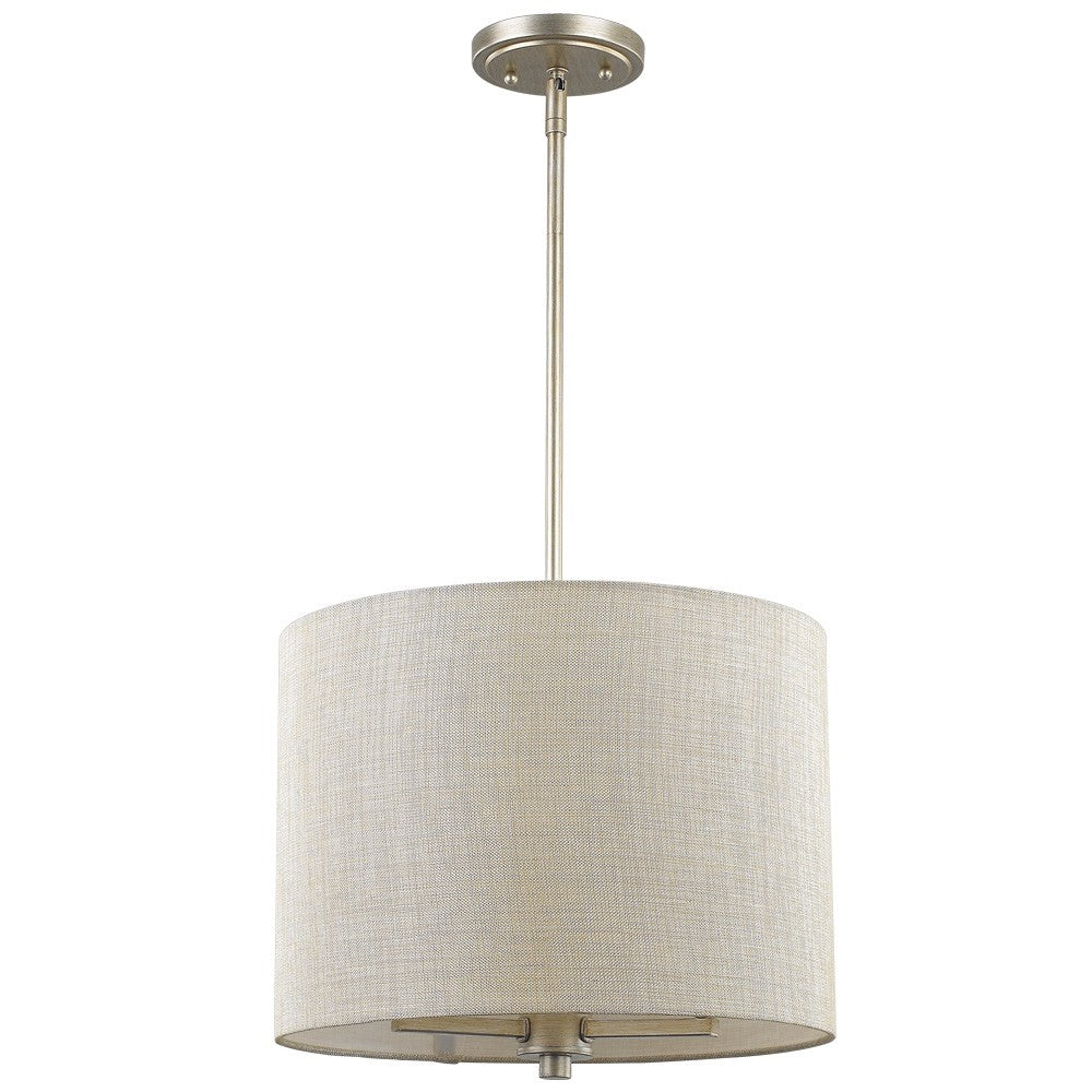HomeRoots Daria 3-Light Pendant With Washed Gold And White Drum Shade in Washed Gold Finish