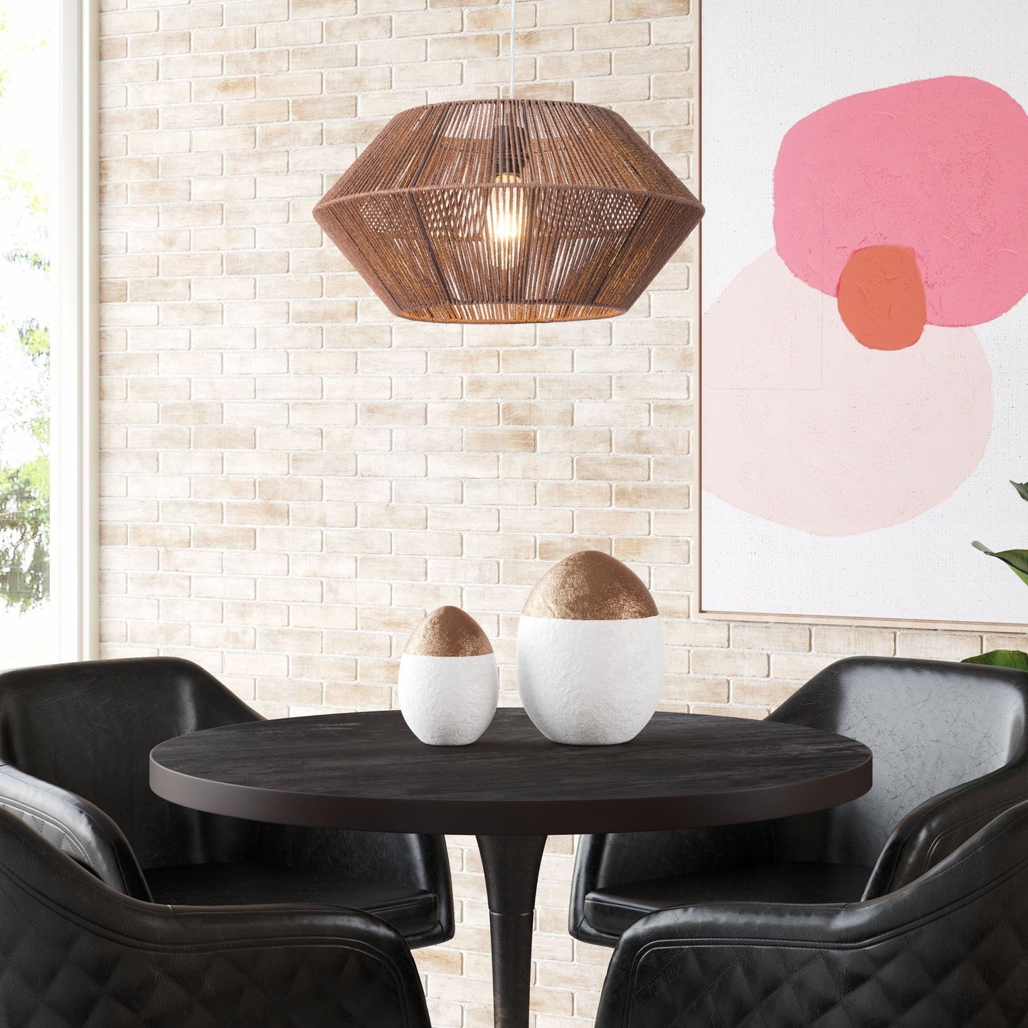 HomeRoots Dashy Ceiling Lamp With Brown Shade