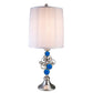 HomeRoots Dazzling Faux Crystal And Turquoise Table Lamp in Silver Finish