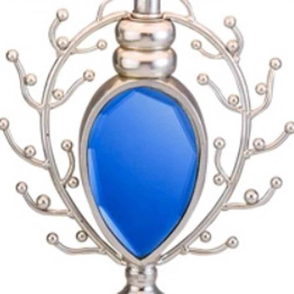 HomeRoots Dazzling Faux Turquoise Pendent Table Lamp in Silver Finish