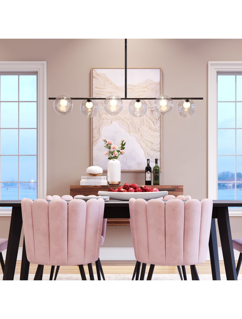 HomeRoots Deco Bubble Ceiling Lamp in Black Finish