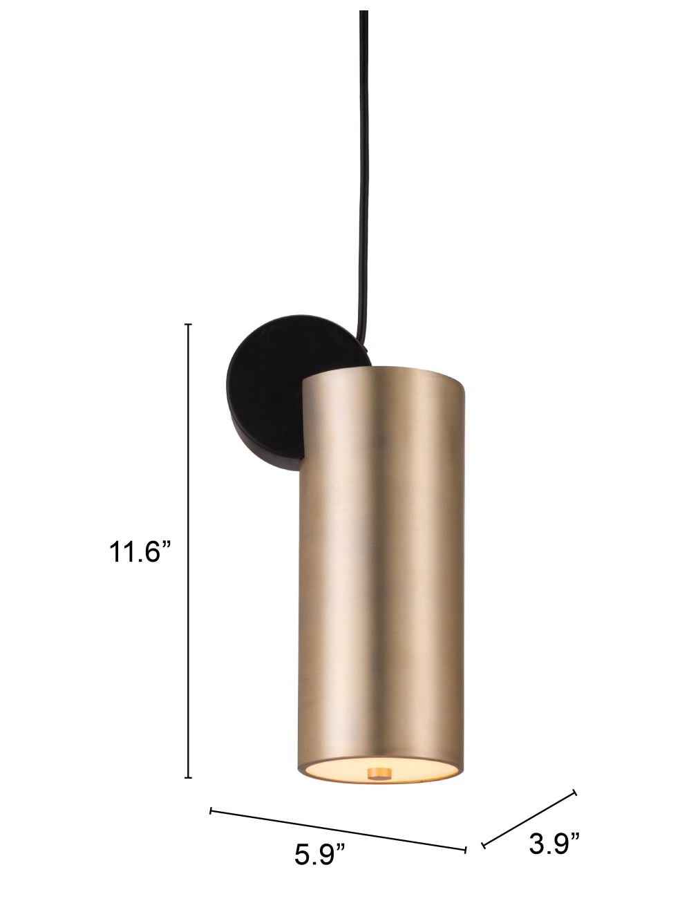 HomeRoots Deco Cylinder Ceiling Lamp in Gold Finish