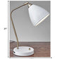 HomeRoots Desk Lamp With Adjustable USB Port in White Metal and Antique Brass Finish