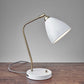 HomeRoots Desk Lamp With Adjustable USB Port in White Metal and Antique Brass Finish