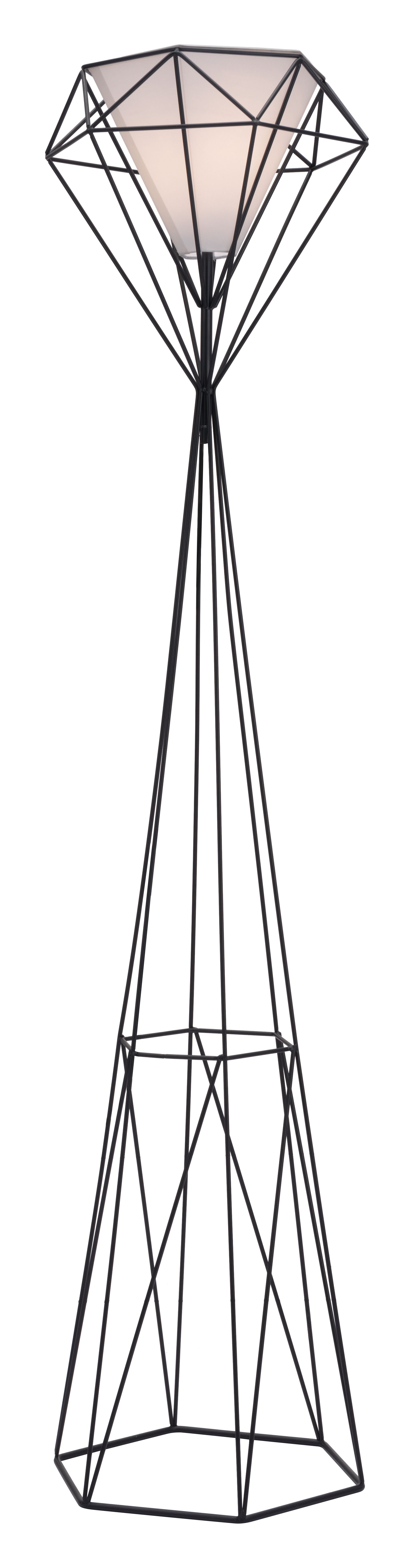 HomeRoots Diamond Floor Lamp in Black Finish