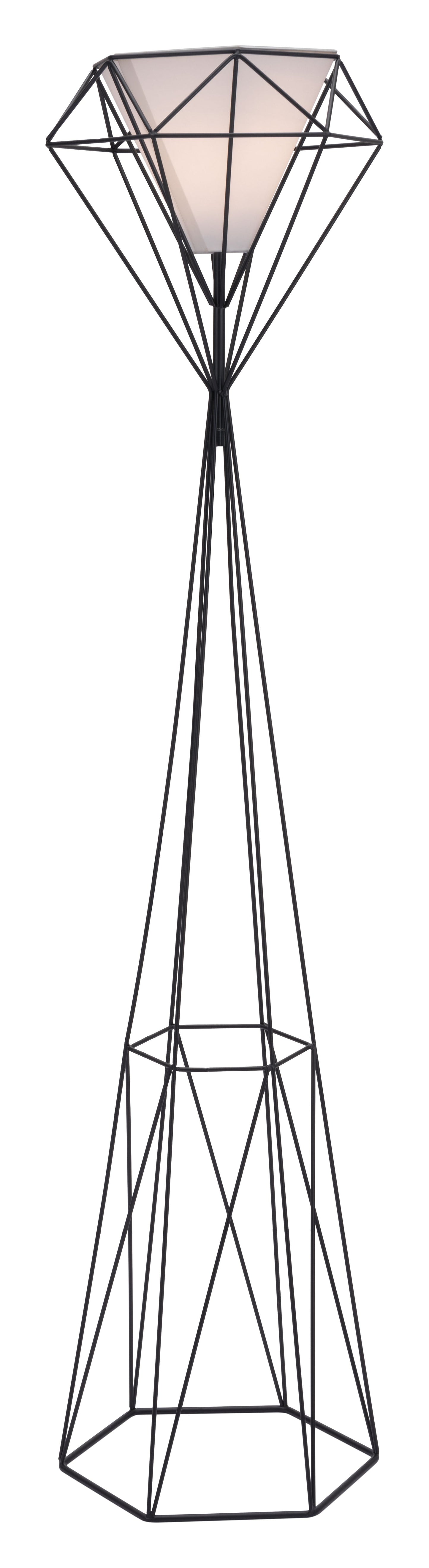 HomeRoots Diamond Floor Lamp in Black Finish