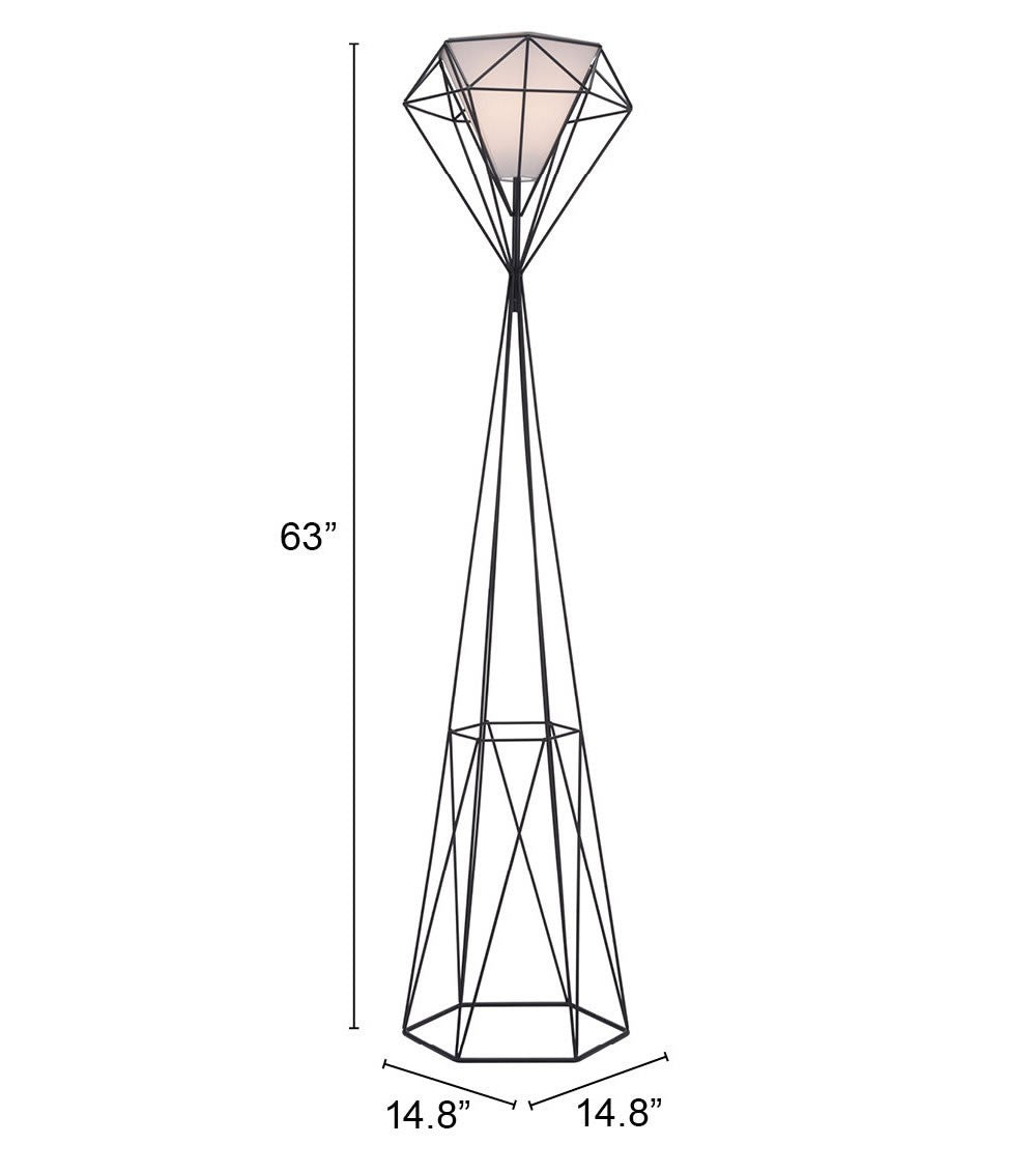 HomeRoots Diamond Floor Lamp in Black Finish