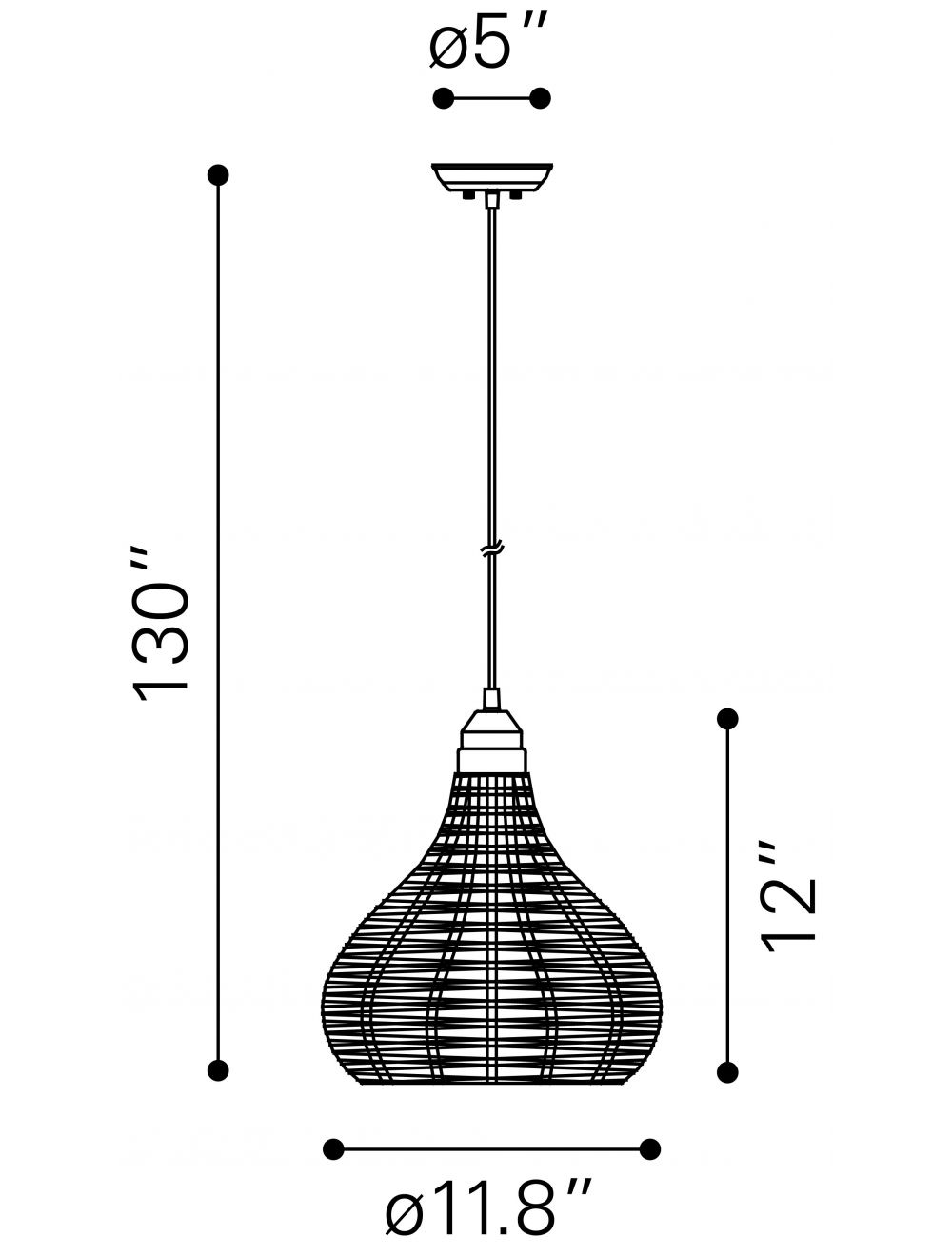 HomeRoots Dimmable Ceiling Light With Natural Empire Shades