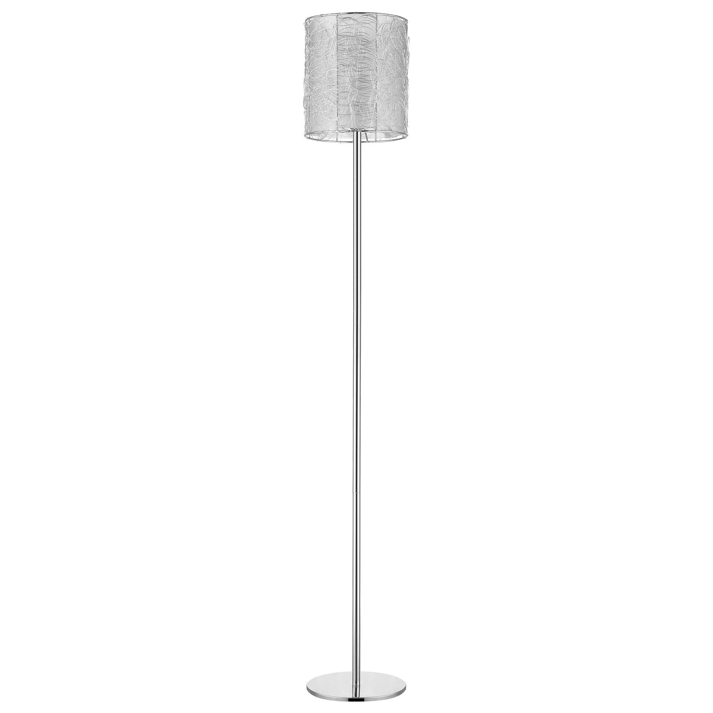HomeRoots Distratto 1-Light Floor Lamp With Enmeshed Aluminum Wire Shade in Polished Chrome Finish