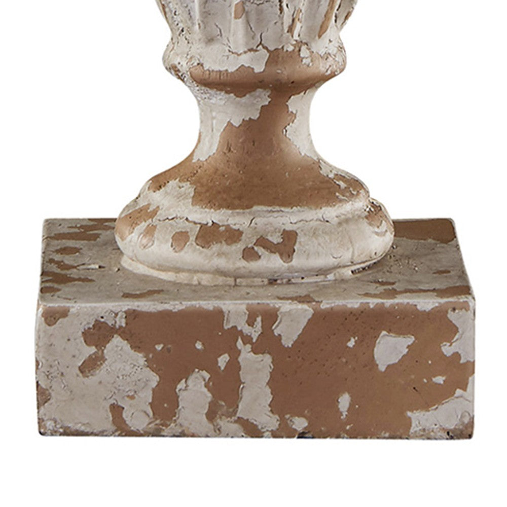 HomeRoots Distressed Old World Accent Lamp With White Bell Shade