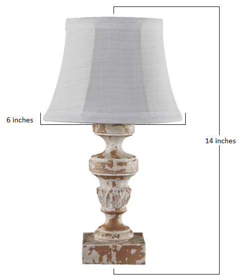 HomeRoots Distressed Old World Accent Lamp With White Bell Shade