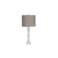 HomeRoots Distressed White Table Lamp With Neutral Fabric Shade