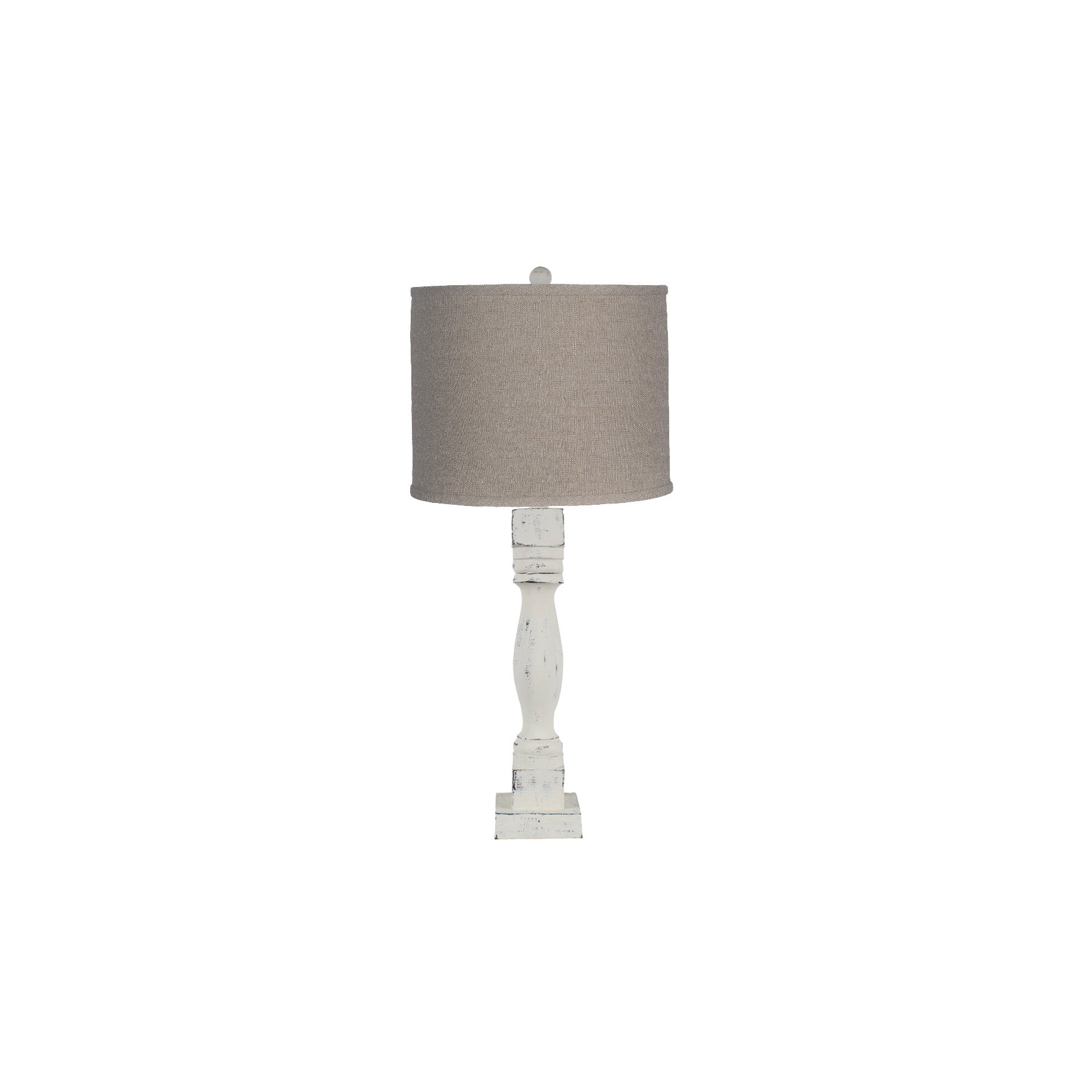 HomeRoots Distressed White Table Lamp With Neutral Fabric Shade
