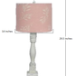 HomeRoots Distressed White Table Lamp With Olive Branch Pink Shade