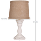 HomeRoots Distressed White Turned Base Accent Lamp With Tan Empire Shade