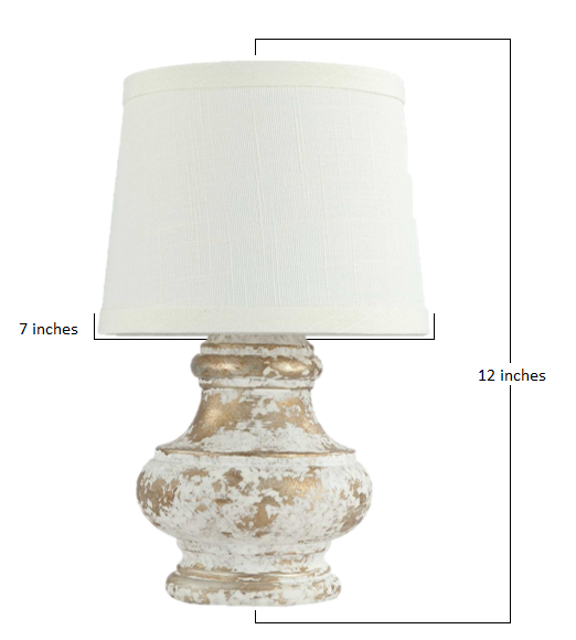 HomeRoots Distressed White and Gold Accent Lamp