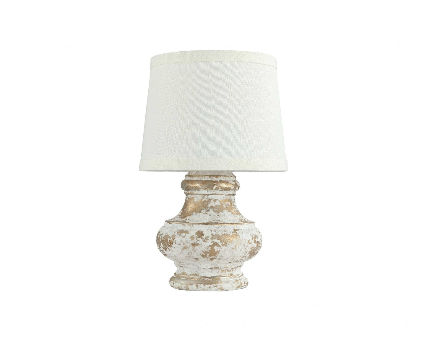 HomeRoots Distressed White and Gold Accent Lamp