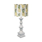 HomeRoots Distressed Whitewash Candlestick Table Lamp With White Pineapple Shade
