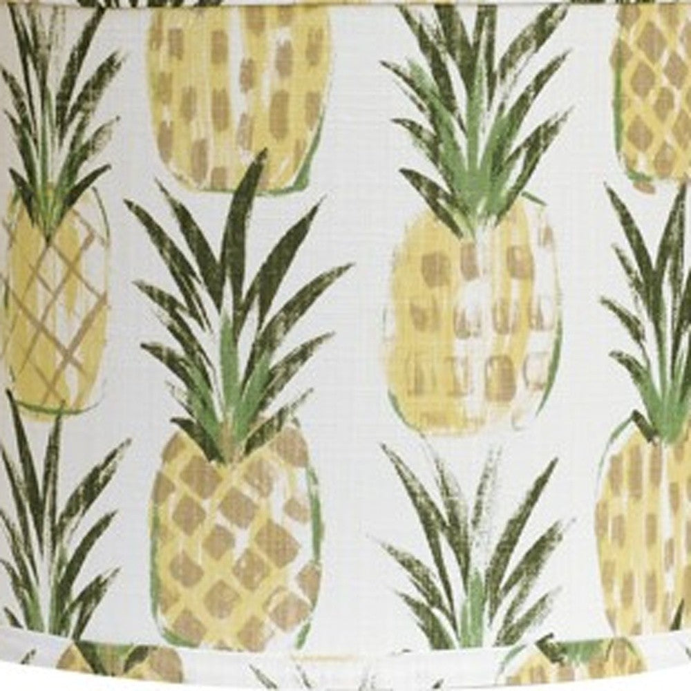 HomeRoots Distressed Whitewash Candlestick Table Lamp With White Pineapple Shade