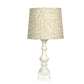 HomeRoots Distressed Whitewash Table Lamp With Beige Batik Shade