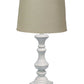 HomeRoots Distressed Whitewash Table Lamp With Beige Shade