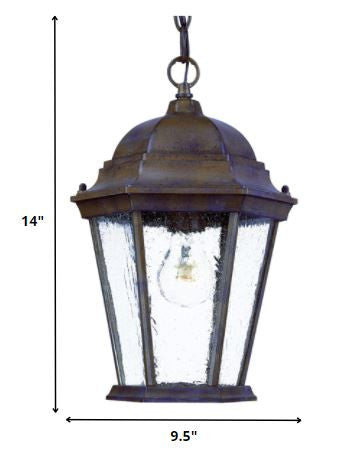 HomeRoots Domed Lantern Hanging Light in Dark Brown Finish