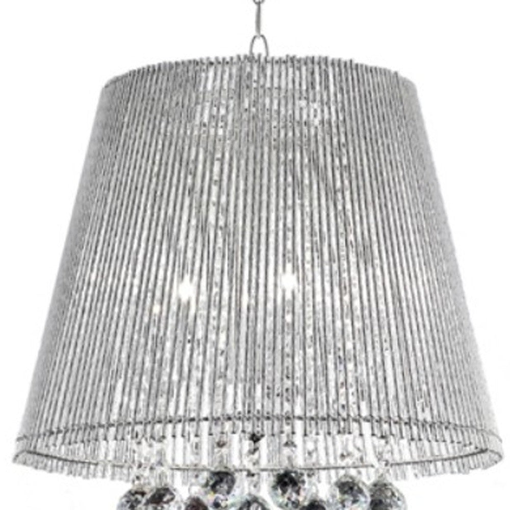 HomeRoots Dreamy Silver Ceiling Lamp With Crystal Accents