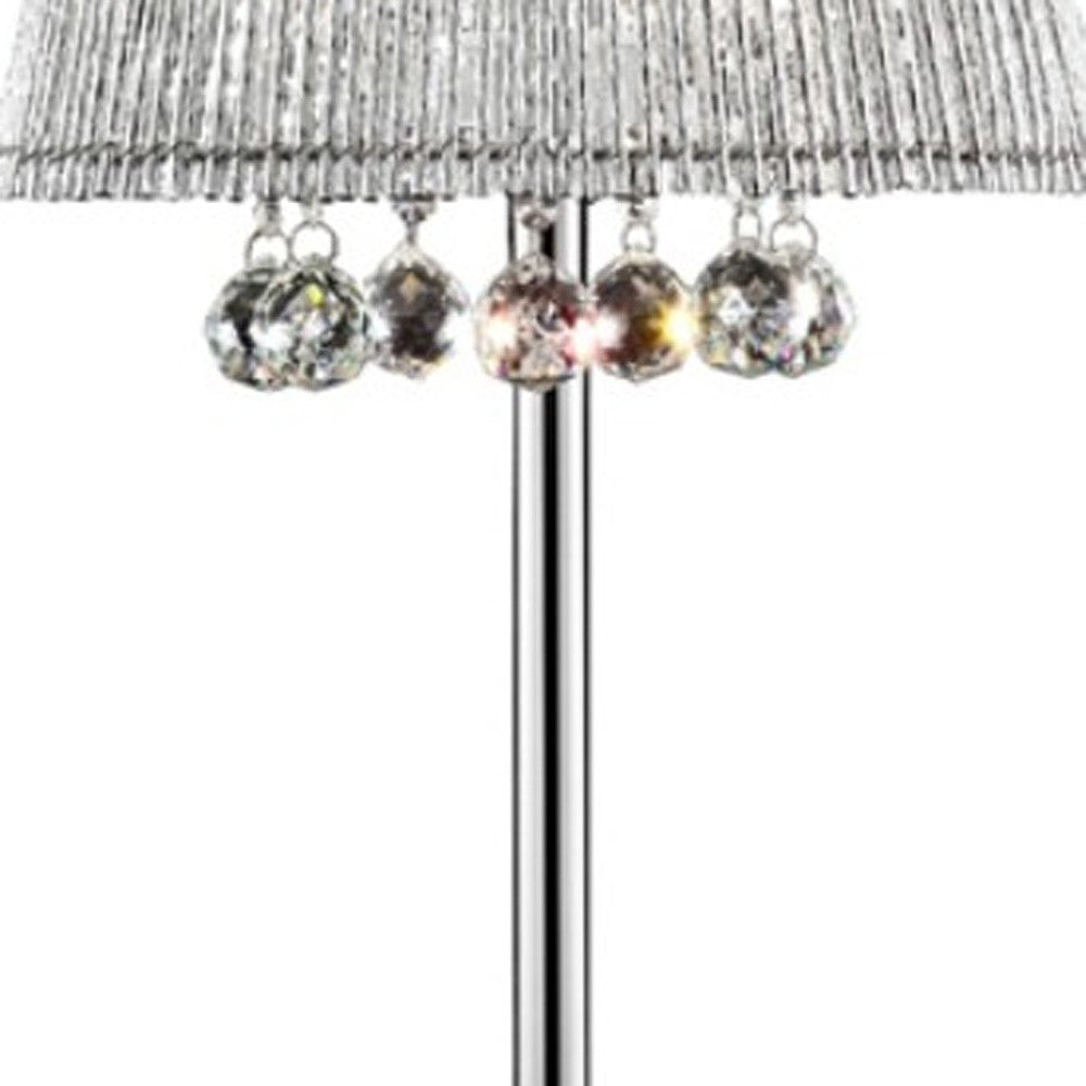 HomeRoots Dreamy Table Lamp With Crystal Accents in Silver Finish