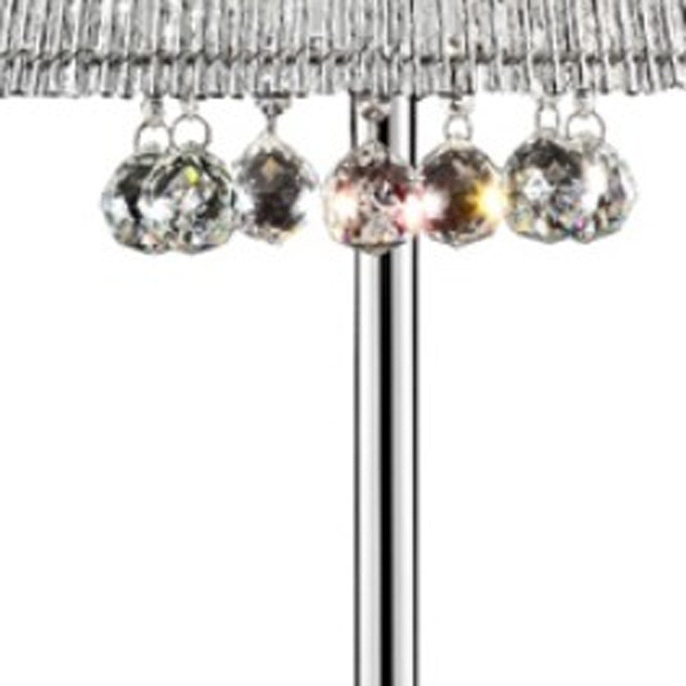 HomeRoots Dreamy Table Lamp With Crystal Accents in Silver Finish