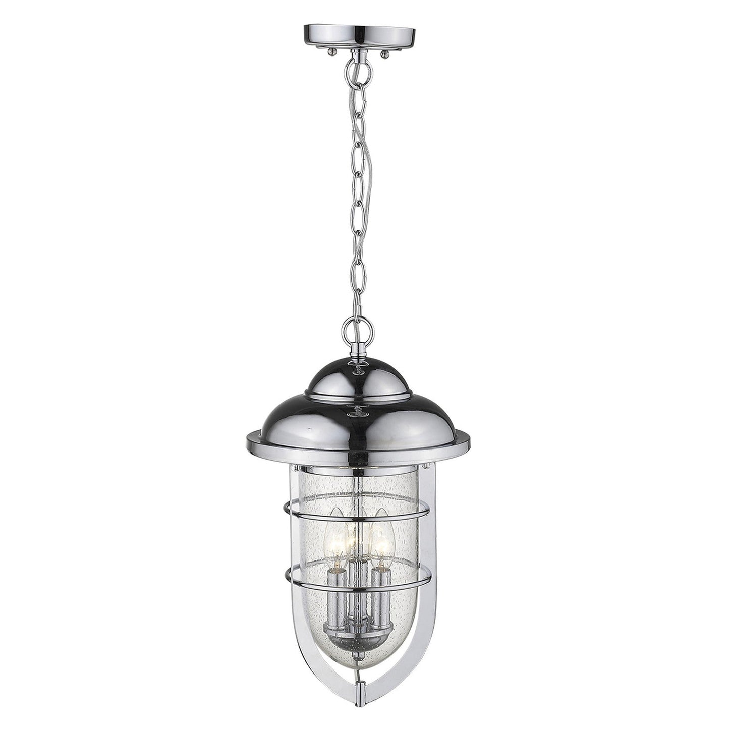 HomeRoots Dylan 3-Light Hanging Lantern in Chrome Finish