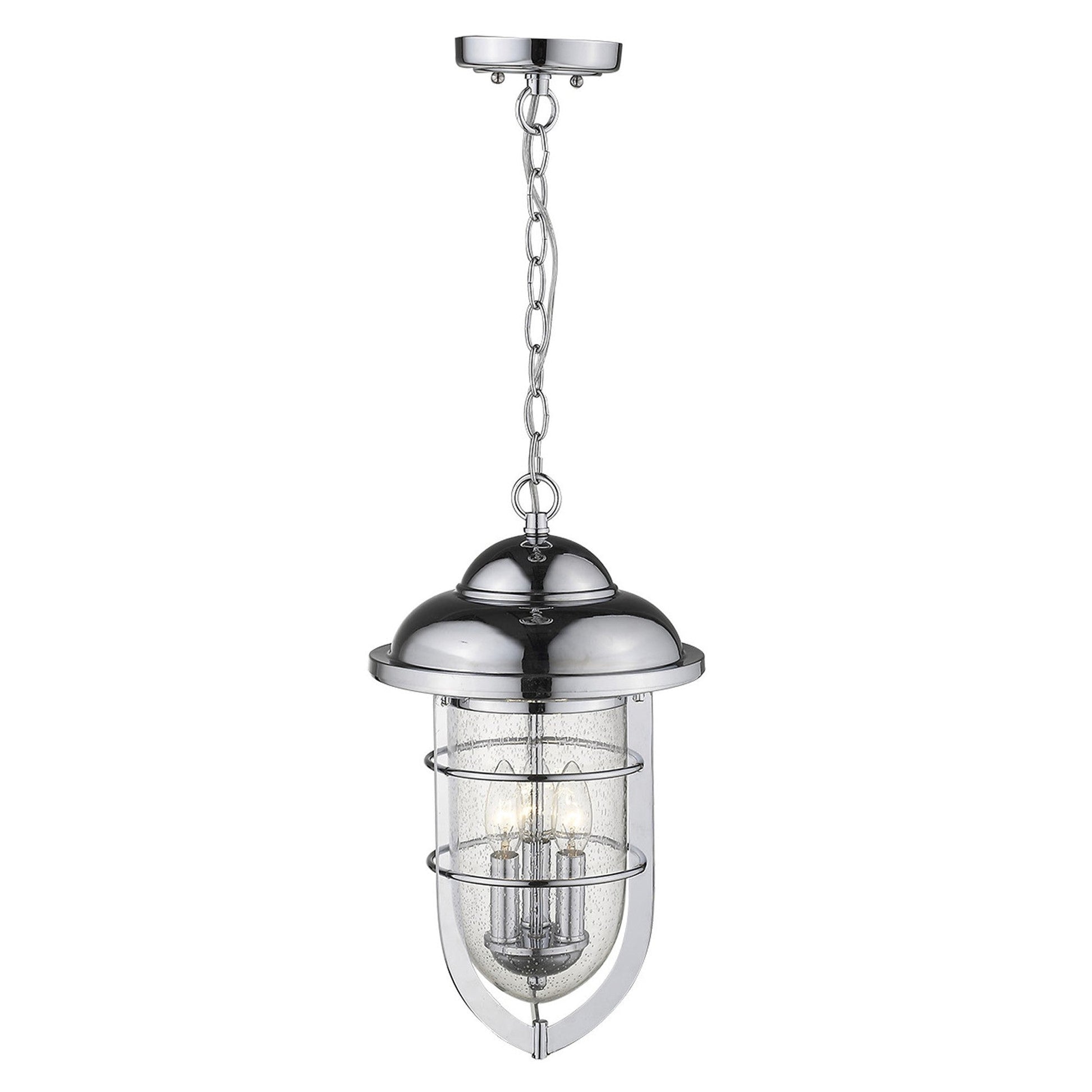 HomeRoots Dylan 3-Light Hanging Lantern in Chrome Finish
