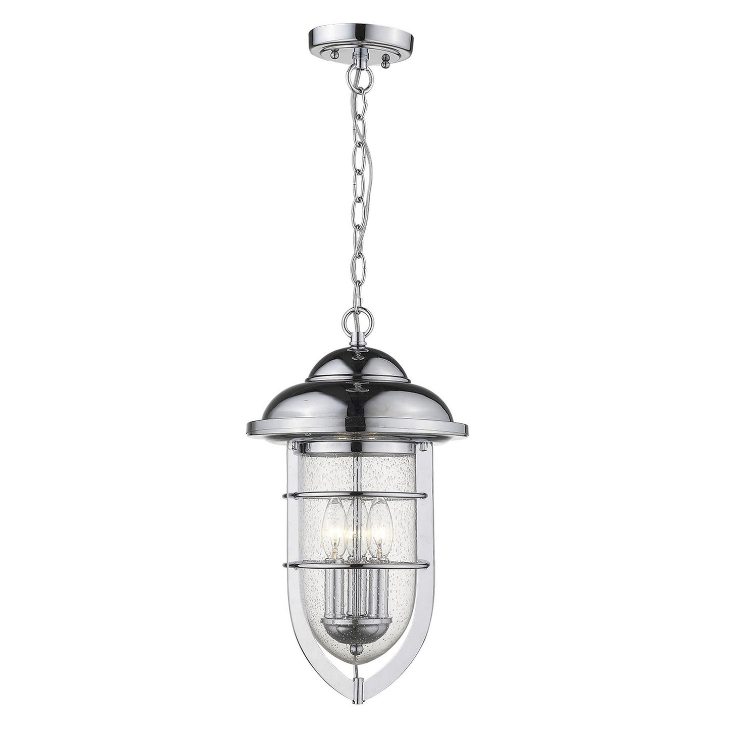 HomeRoots Dylan 3-Light Hanging Lantern in Chrome Finish